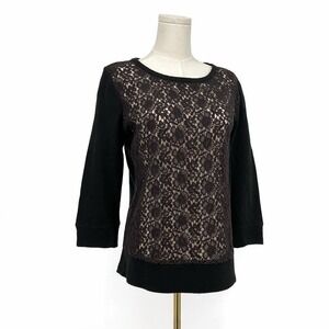 LOFT Whimsigoth Sheer Floral Lace Top Size M Black Fairy Grunge Dark Romantic